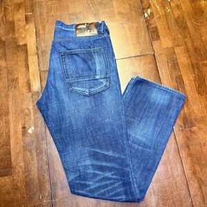 PRPS Jeans Mens 34X33 Indigo Straight Leg Whiskered Distressed E78P55P